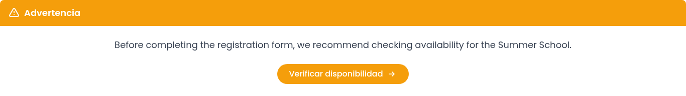 Caja de Advertencia para Registro en Summer School 1